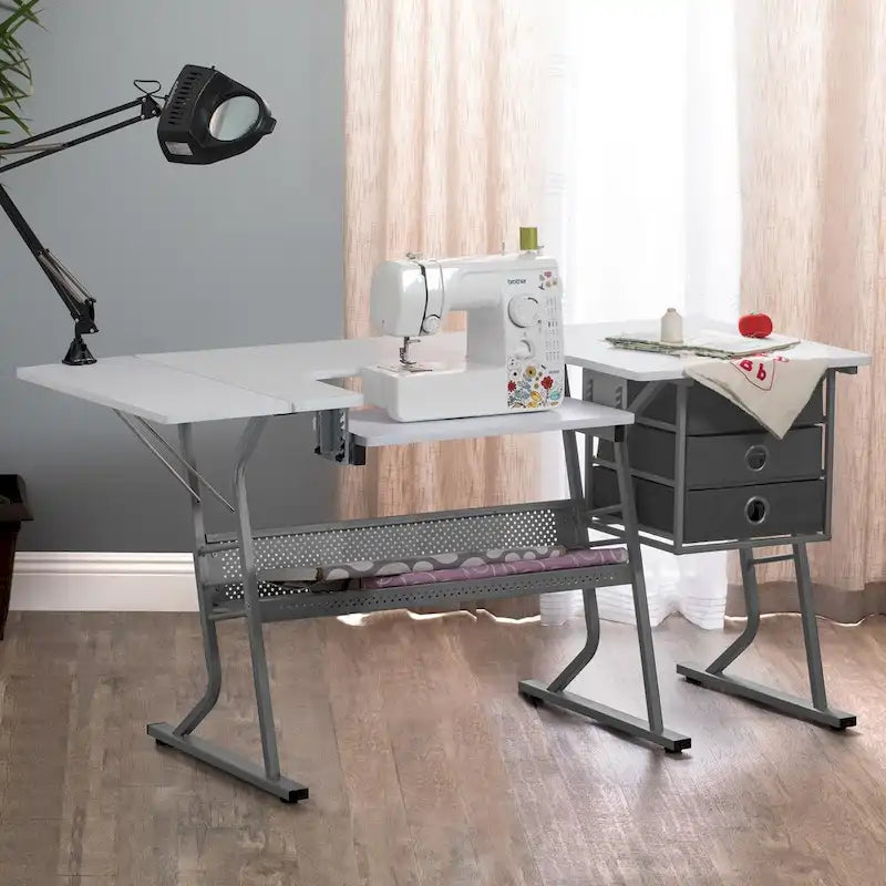Table de couture Studio Designs Eclipse Ultra en bois gris et blanc