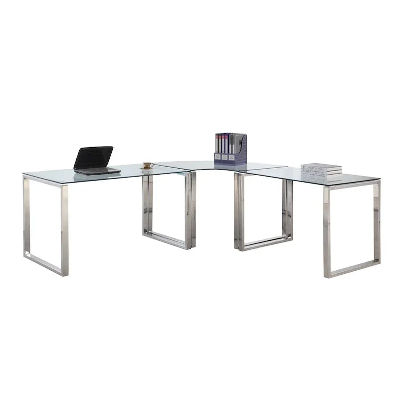 Ensemble de bureau d'ordinateur contemporain en L Somette (ensemble de 3)