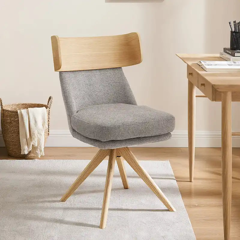 Chaise de bureau pivotante Art Leon en bois et tissu