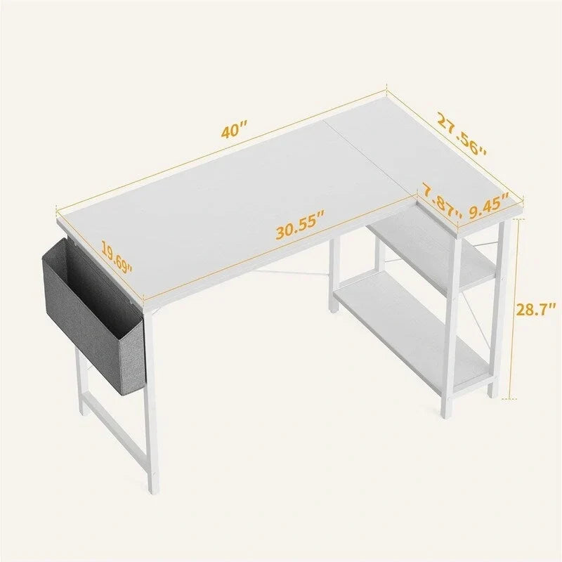Petit bureau d'ordinateur en L de 40 pouces