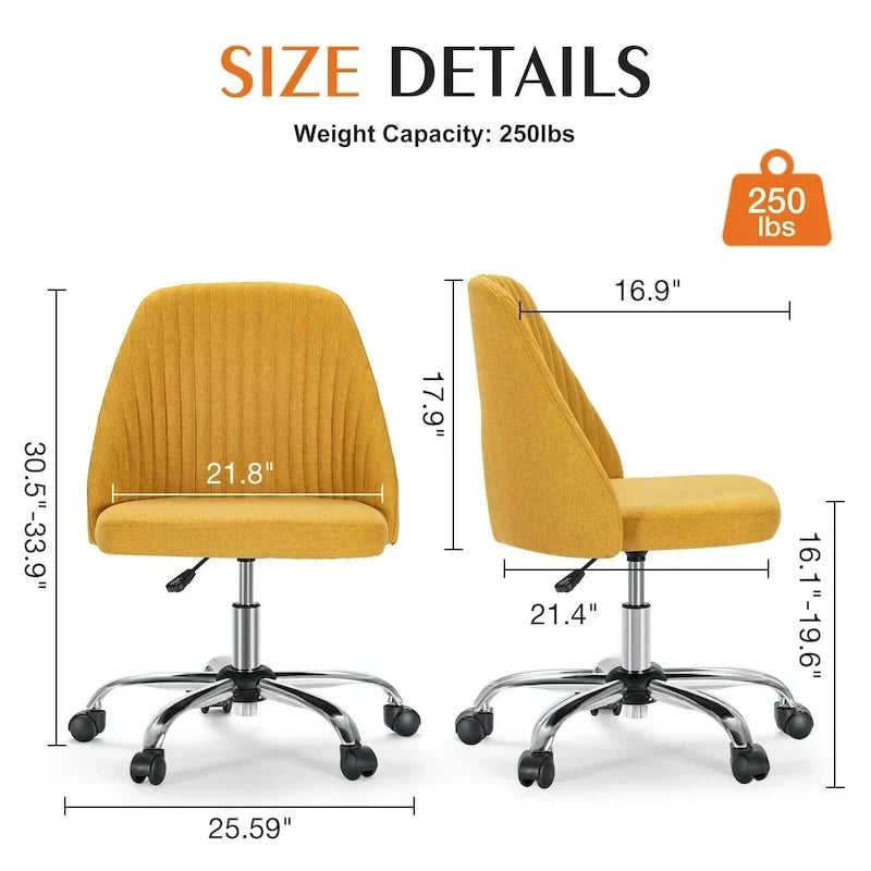 Chaise de bureau à roulettes sans accoudoirs pour petits espaces