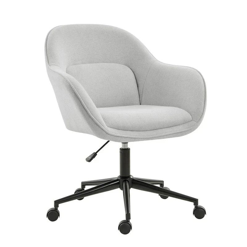 Chaise de bureau Victoria à dossier courbé pivotante avec roulettes et base en métal par HULALA HOME