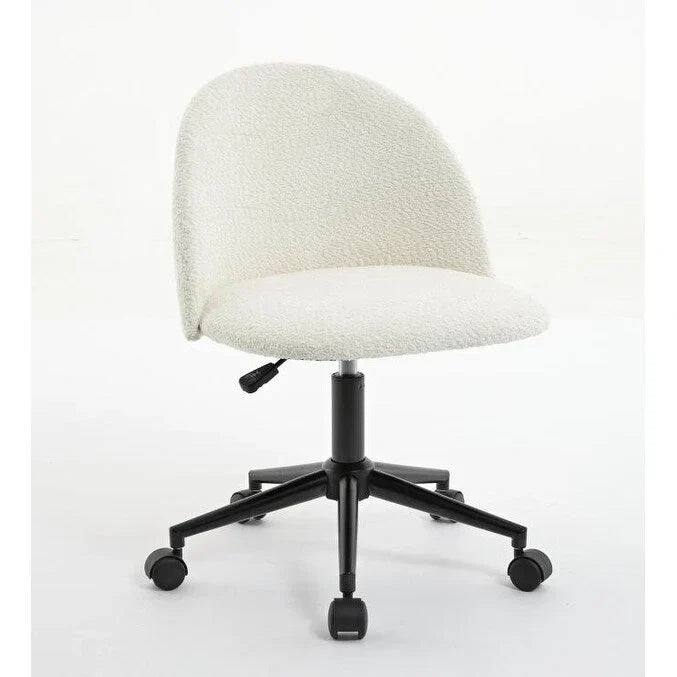 Chaise de bureau Boucle, Chaise d'ordinateur pivotante réglable à dossier moyen avec pieds noirs, Chaise de bureau rembourrée avec roulettes