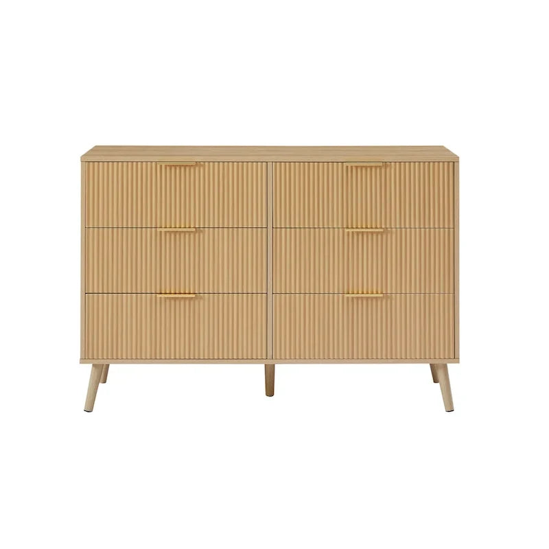 Commode de chambre, 6 commodes doubles avec tiroirs ondulés, commode en bois pour chambre d'enfant, salon