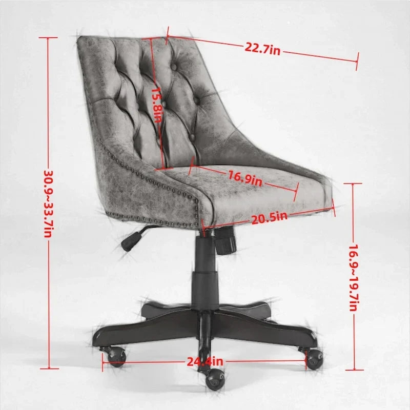 Fauteuil de bureau à domicile en tissu à motif peau de mouton de style rétro médiéval avec fonctions de levage, de pivotement et d'inclinaison
