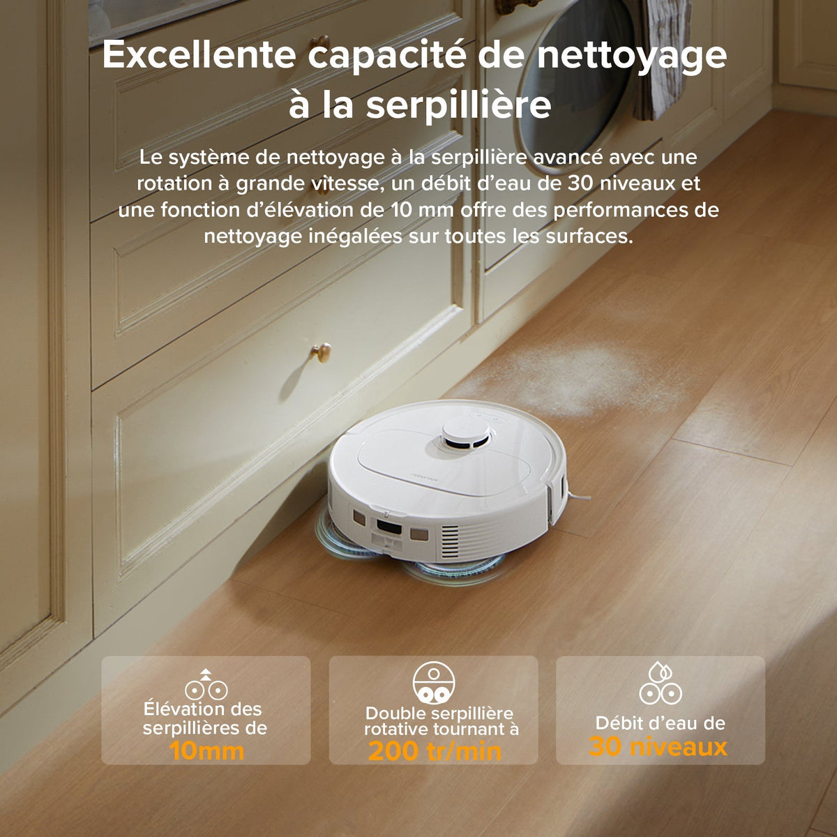 Roborock QV 35A robot aspirateur laveur avec station d’accueil multifonctionnelle