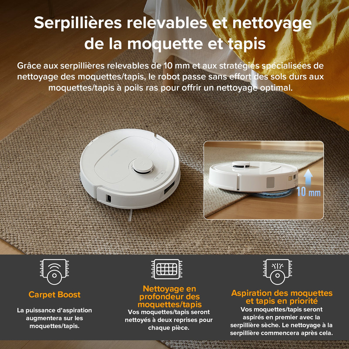 Roborock QV 35A robot aspirateur laveur avec station d’accueil multifonctionnelle