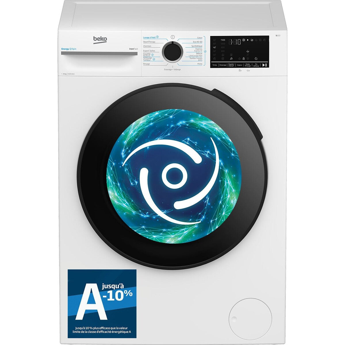 Lave-linge hublot Beko BM3WFT410451C Energy Spin