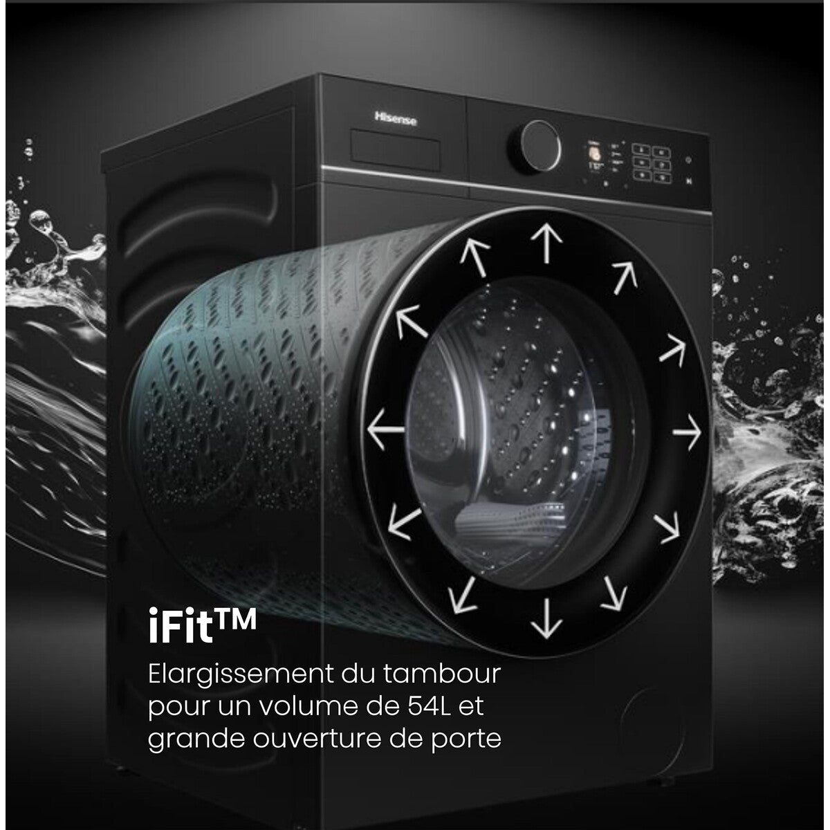 Lave-linge hublot Hisense WF5I9043BBFS Noir