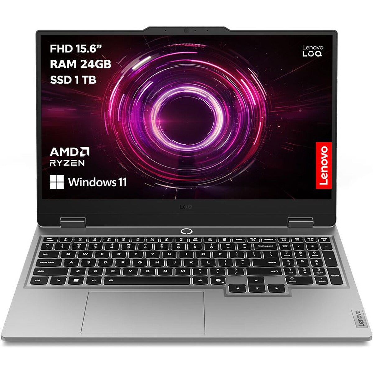 PC portable Lenovo gaming LOQ 15AHP10 15.6" FHD 144 GHz AMD Ryzen™ 7 24 Go RAM 1 To SSD Nvidia GeForce RTX™ 5060 Gris