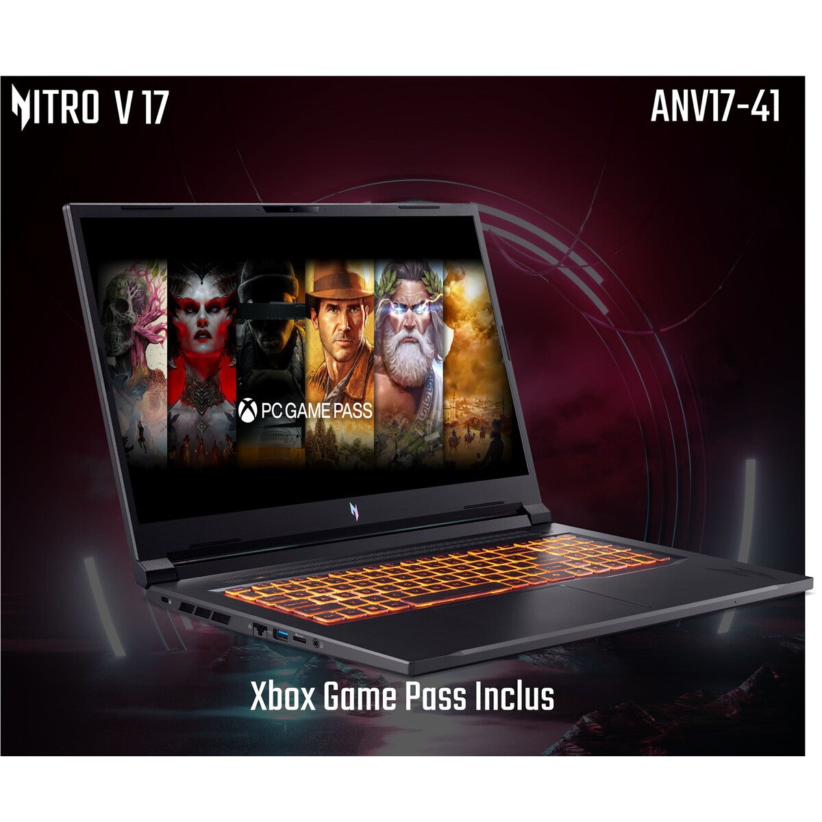 PC portable Acer Gaming Nitro ANV17-41-R591 17,3'' Full HD 144 Hz AMD Ryzen™ 5 16 Go RAM 512 Go SSD Nvidia® GeForce RTX™ 5050 Noir