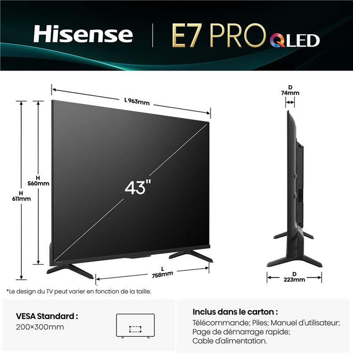 TV LED Hisense QLED 43E79Q PRO 108 cm 2025