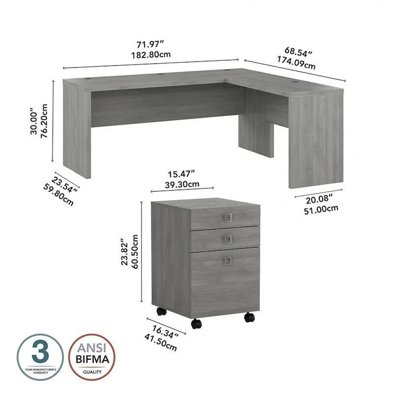 Bureau d'angle 72W Echo avec tiroirs par Bush Business Furniture