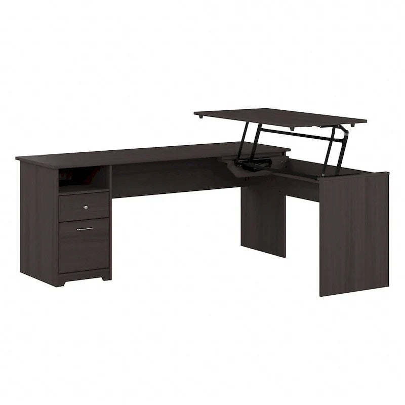 Bureau assis-debout en L à 3 positions de 72 W de Bush Furniture