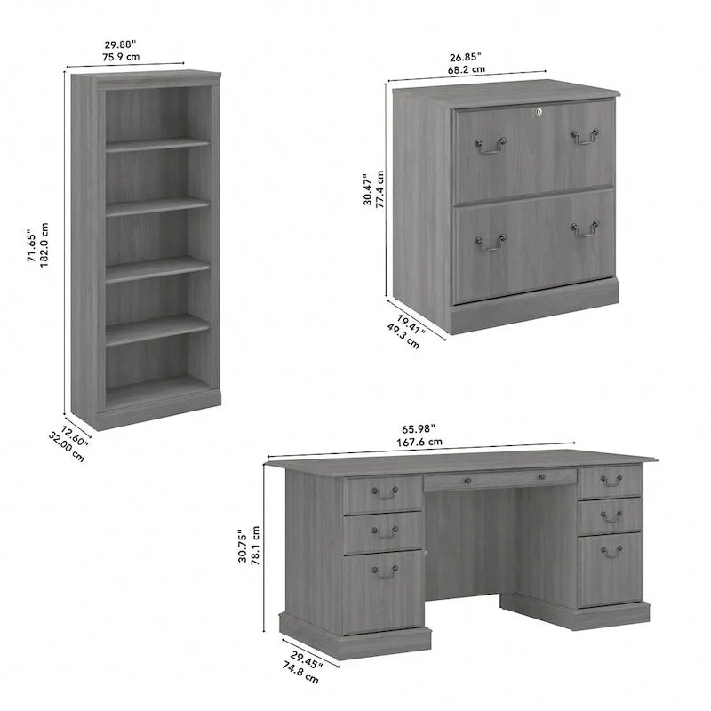 Bureau de direction Saratoga, classeur et bibliothèques Bush Furniture