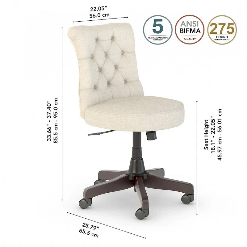 Chaise de bureau mi-hauteur capitonnée Salinas par Bush Furniture