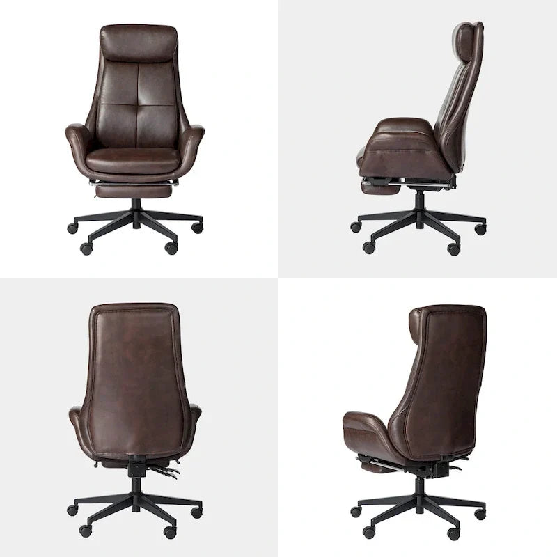 Fauteuil de bureau pivotant inclinable haut dossier Glitzhome avec repose-pieds et accoudoirs