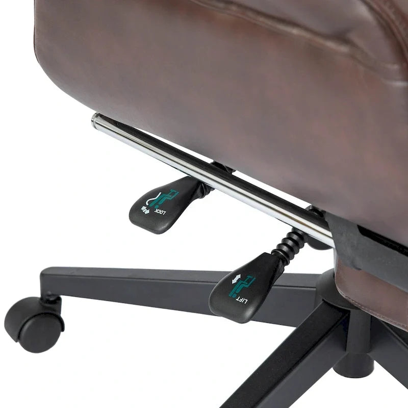 Fauteuil de bureau pivotant inclinable haut dossier Glitzhome avec repose-pieds et accoudoirs