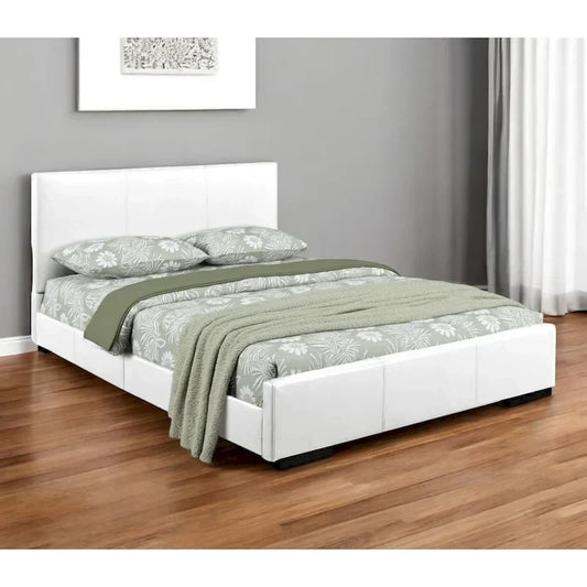 Cadre de lit king-size en similicuir blanc HomeRoots
