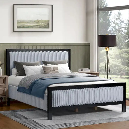 Christopher Knight Home Lit plateforme tapissier King/Queen avec tête de lit moelleuse