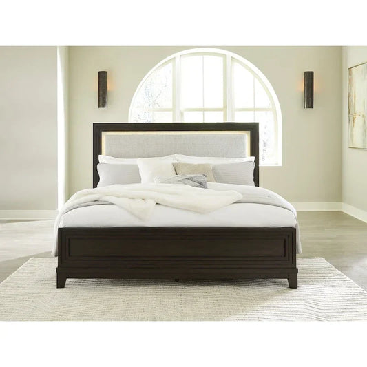 Lit capitonné Neymorton gris/brun foncé Signature Design by Ashley