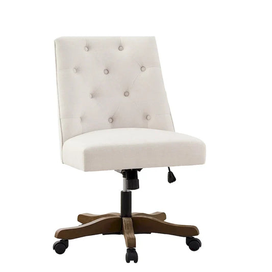 Chaise de bureau pivotante rembourrée, chaise de bureau à domicile sans accoudoirs, chaise d'ordinateur réglable en hauteur avec roulettes pour l'étude
