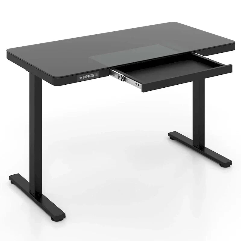 Bureau debout Costway 48 x 24 en verre monobloc avec tiroirs inscriptible