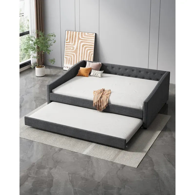 Christopher Knight Home - Canapé-lit capitonné Bennett avec tiroirs de rangement et accoudoirs élégants incurvés