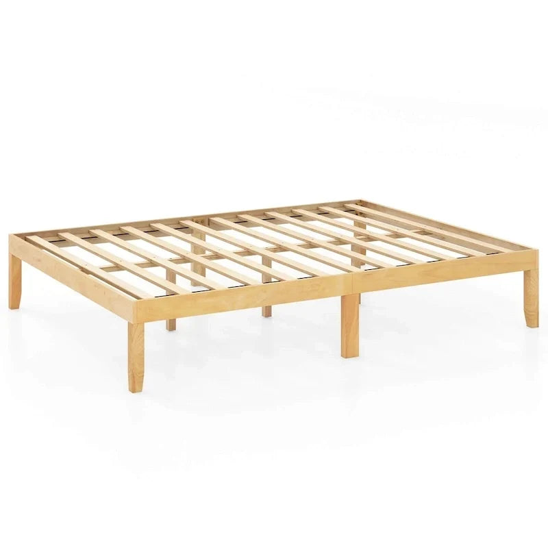 Cadre de lit plateforme en bois Costway, tailles jumeau/double/grand, 14 lattes, avec caoutchouc