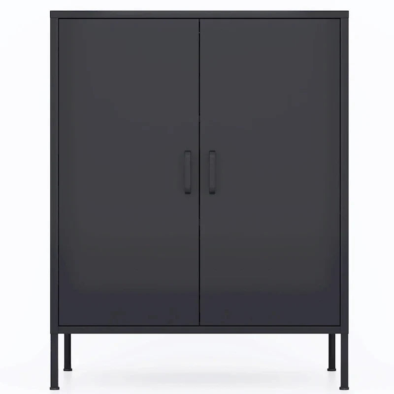Casier de rangement métallique de 101,6 cm de haut, avec 2 portes, adapté aux maisons, bureaux et cafés.