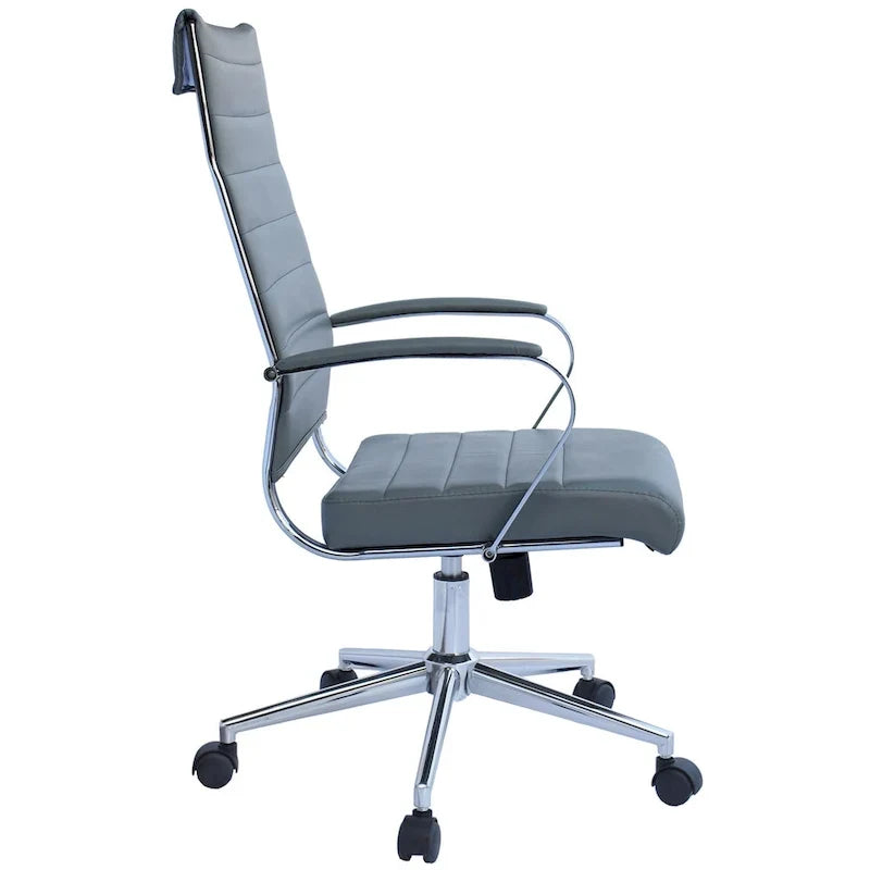 Fauteuil de bureau moderne à dossier haut en cuir PU nervuré, inclinable pour salle de conférence, ordinateur, chef, tâche de direction, patron