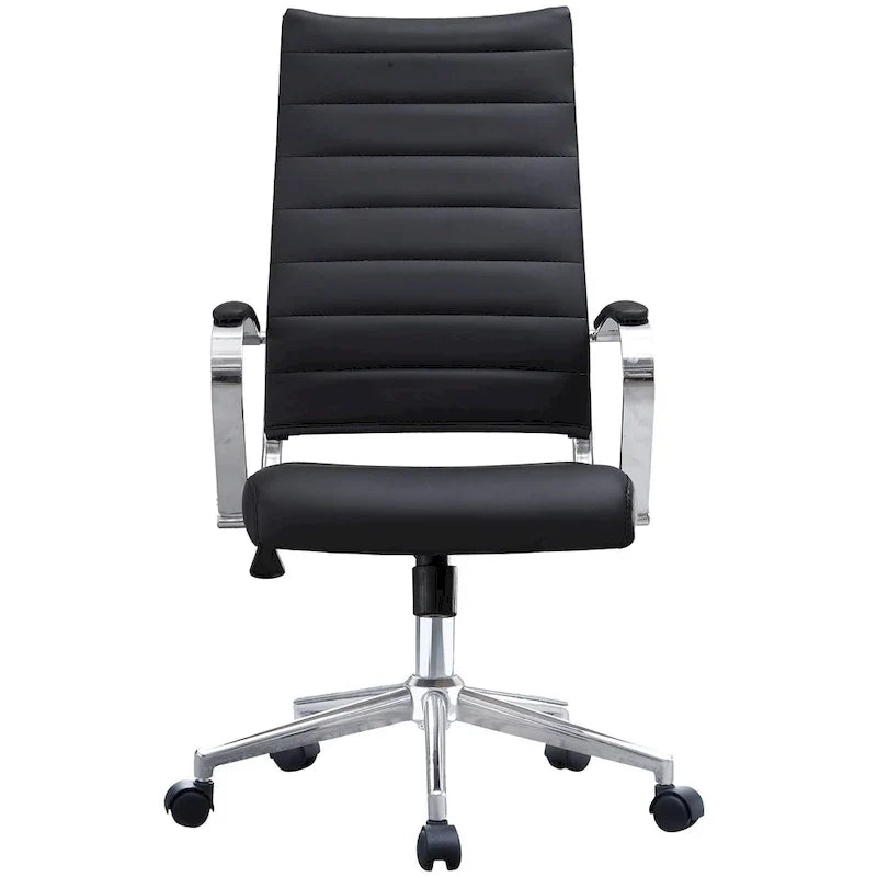 Fauteuil de bureau moderne à dossier haut en cuir PU nervuré, inclinable pour salle de conférence, ordinateur, chef, tâche de direction, patron