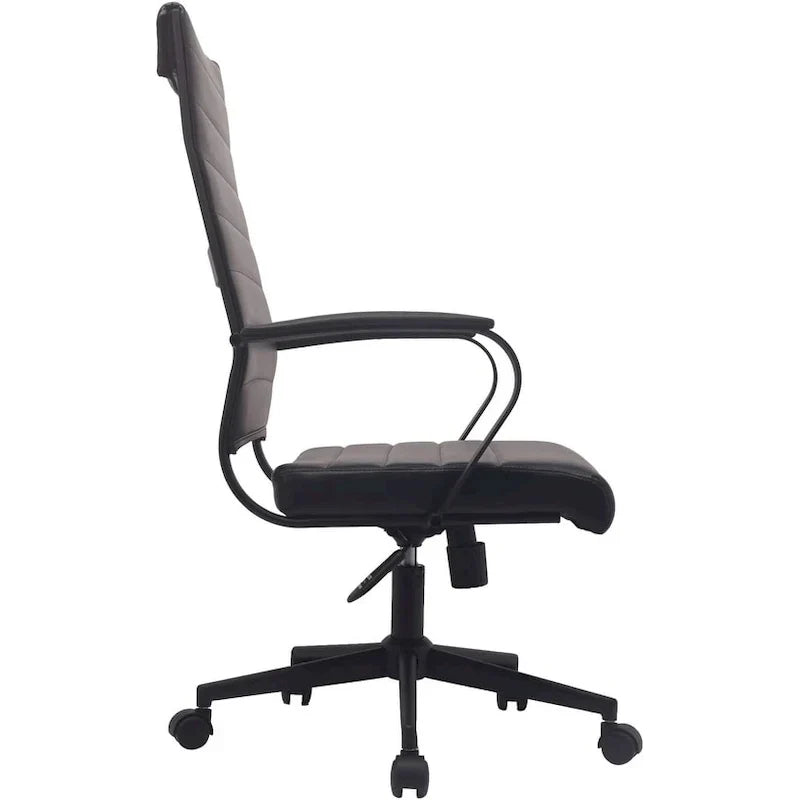 Fauteuil de bureau moderne à dossier haut, en cuir PU nervuré, pivotant et inclinable, pour salle de conférence, chaise de bureau avec coussin, pour patron