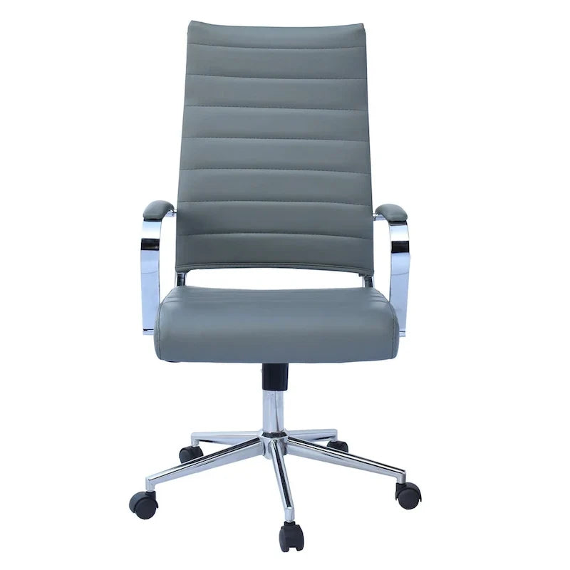 Fauteuil de bureau moderne à dossier haut, en cuir PU nervuré, pivotant et inclinable, pour salle de conférence, chaise de bureau avec coussin, pour patron