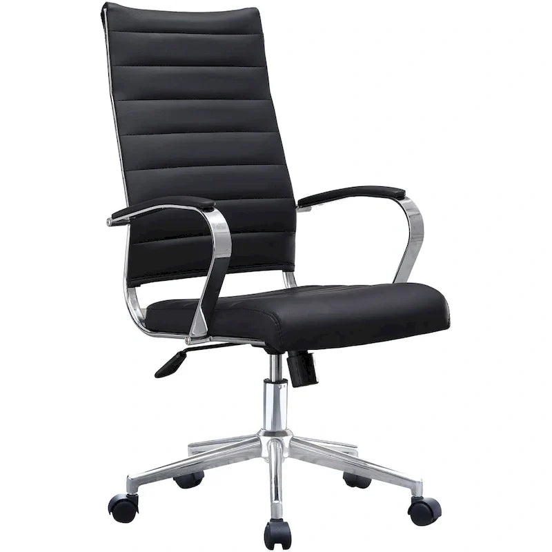 Chaise de bureau moderne haute avec dossier haut, en similicuir PU, pivotante, inclinable, réglable, avec coussin, modèle de designer, pour dirigeant