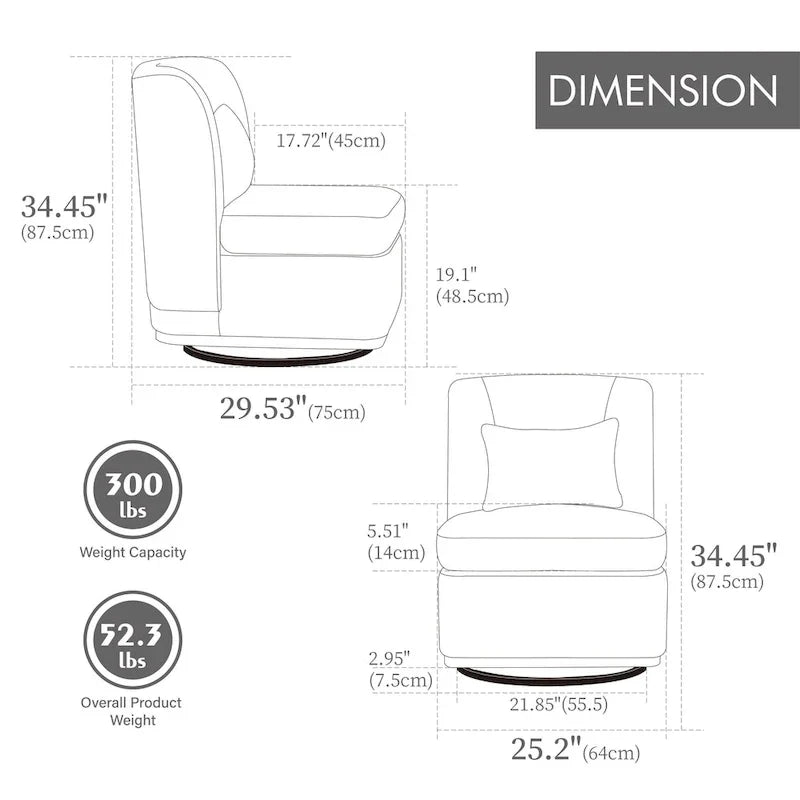 Fauteuil de bureau chenille large de 63,5 cm avec base pivotante en métal à 360°