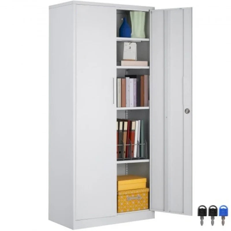 Armoire de rangement métallique verrouillable de 75 pouces avec 4 étagères réglables et 2 portes magnétiques