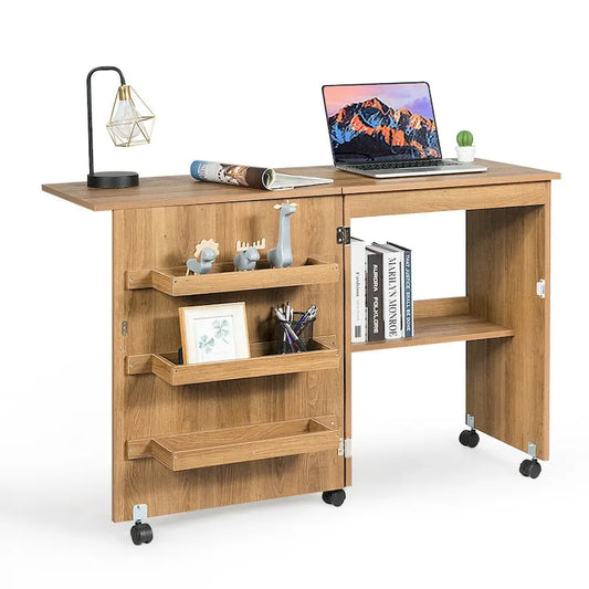 Gymax Table de Couture Pliante Meuble de Rangement pour la Maison