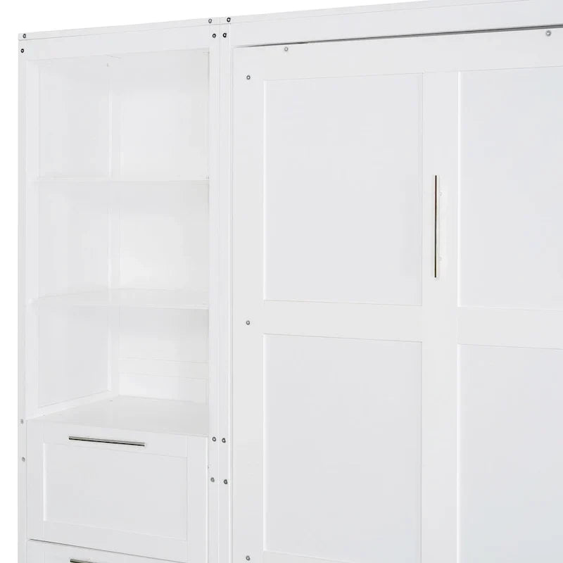 Lit escamotable Queen moderne avec placard et tiroirs