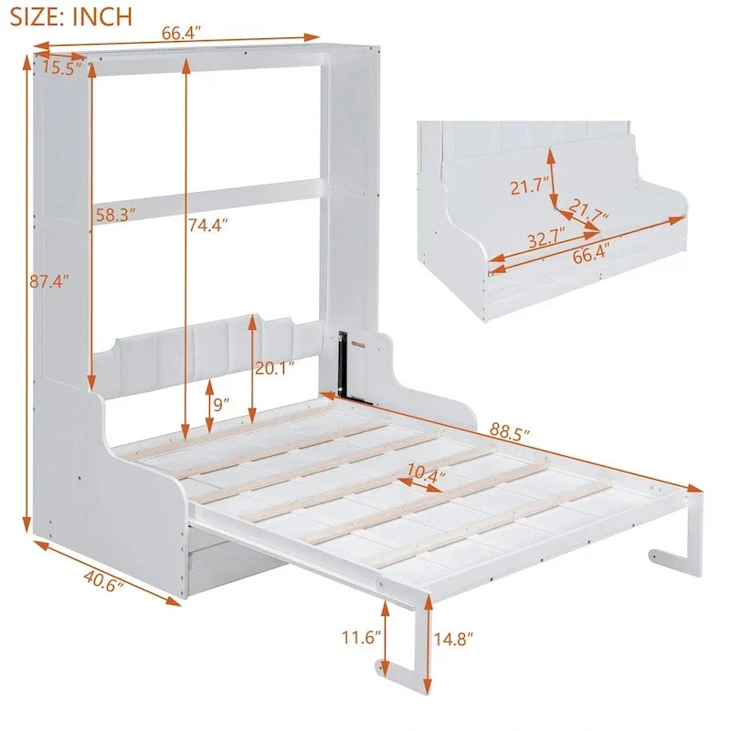 Lit escamotable Queen moderne avec coussin