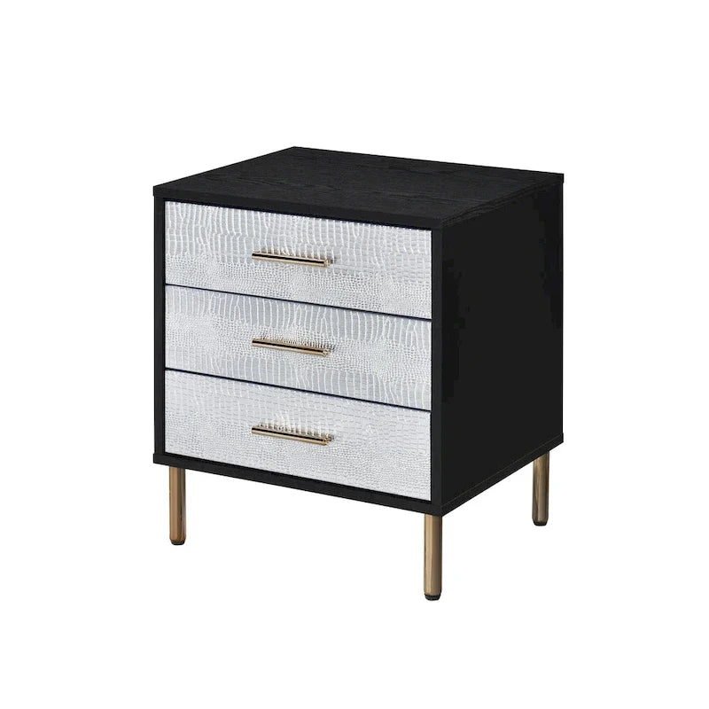 Commode à 3 tiroirs en bois massif, armoire de rangement avec poignée en bois massif pour chambre à coucher, salon