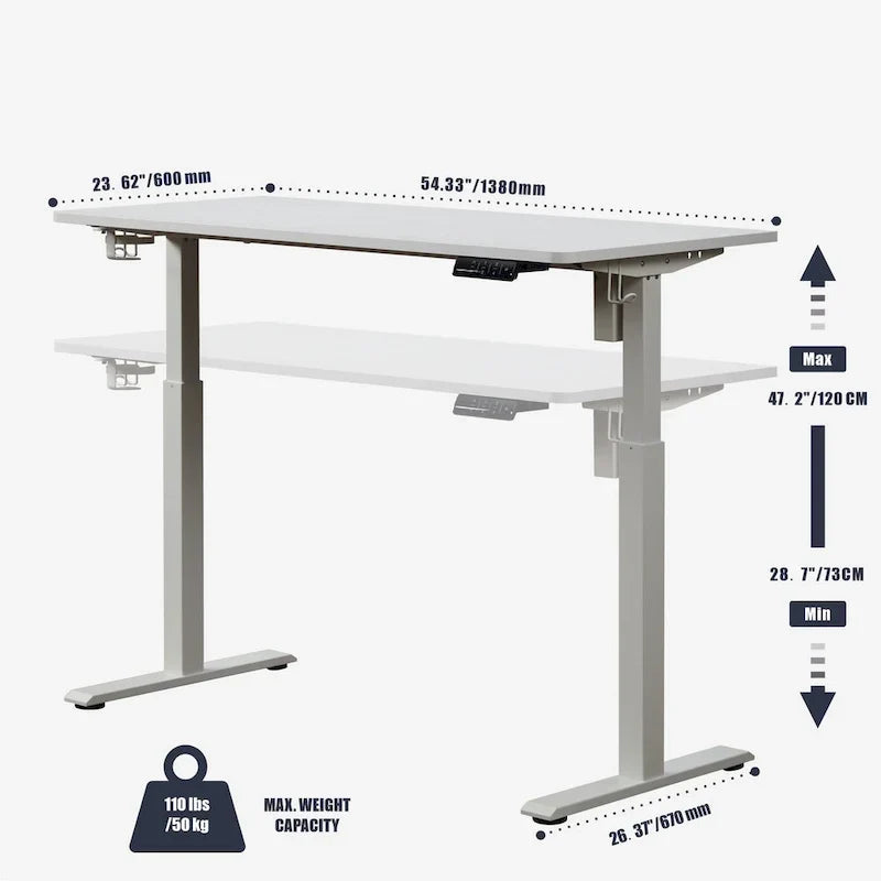 Bureau électrique réglable en hauteur KOWO K3041 55 - Poste de travail assis-debout pour bureau à domicile, avec mémoire de position