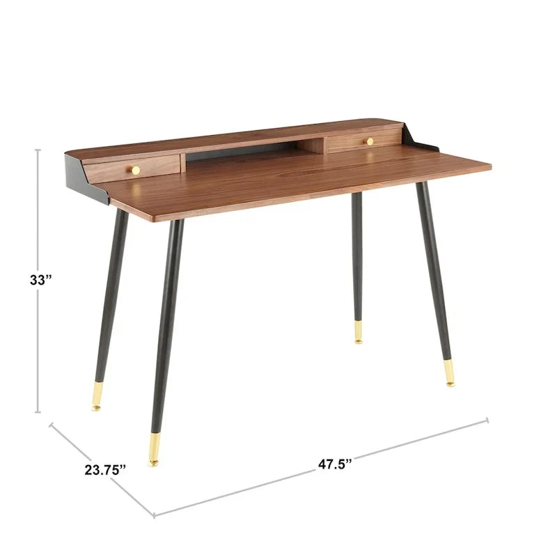 Bureau d'ordinateur Carson Carrington Creggan Mid-Century Modern en métal noir et bois