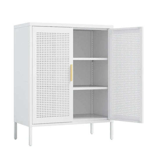 Armoire de rangement métallique avec 2 portes et 2 étagères réglables, Armoire de rangement de garage verrouillable en acier