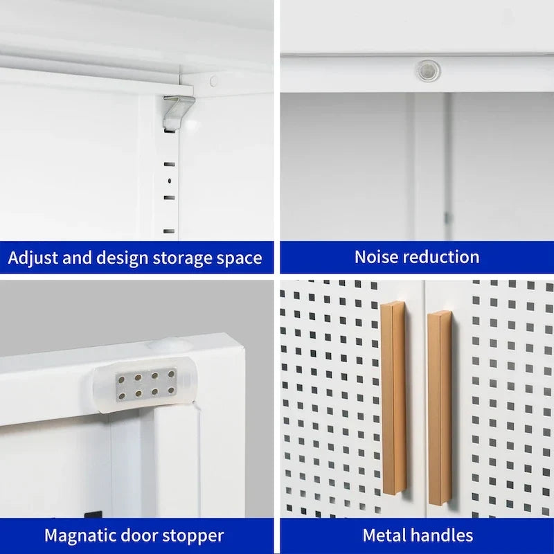 Armoire de rangement métallique avec 2 portes et 2 étagères réglables, Armoire de rangement de garage verrouillable en acier
