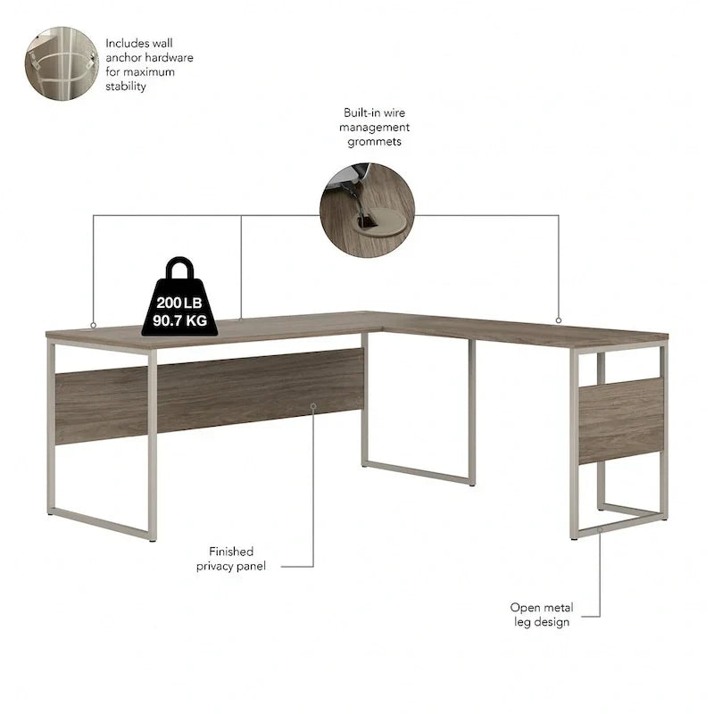 Bureau en L Hybrid de 72 po L x 30 po P de Bush Business Furniture