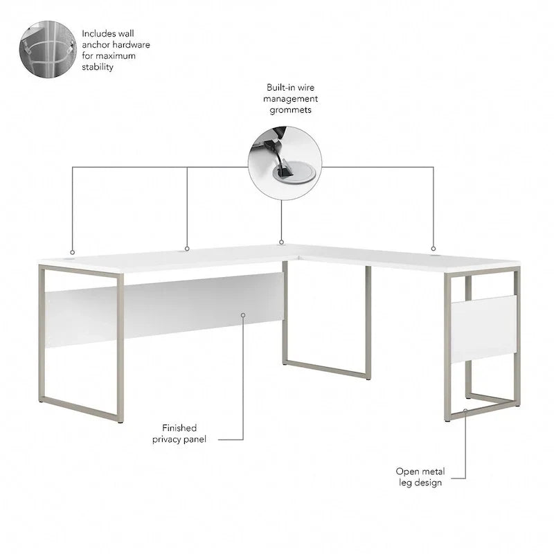 Bureau en L Hybrid de 72 po L x 30 po P de Bush Business Furniture