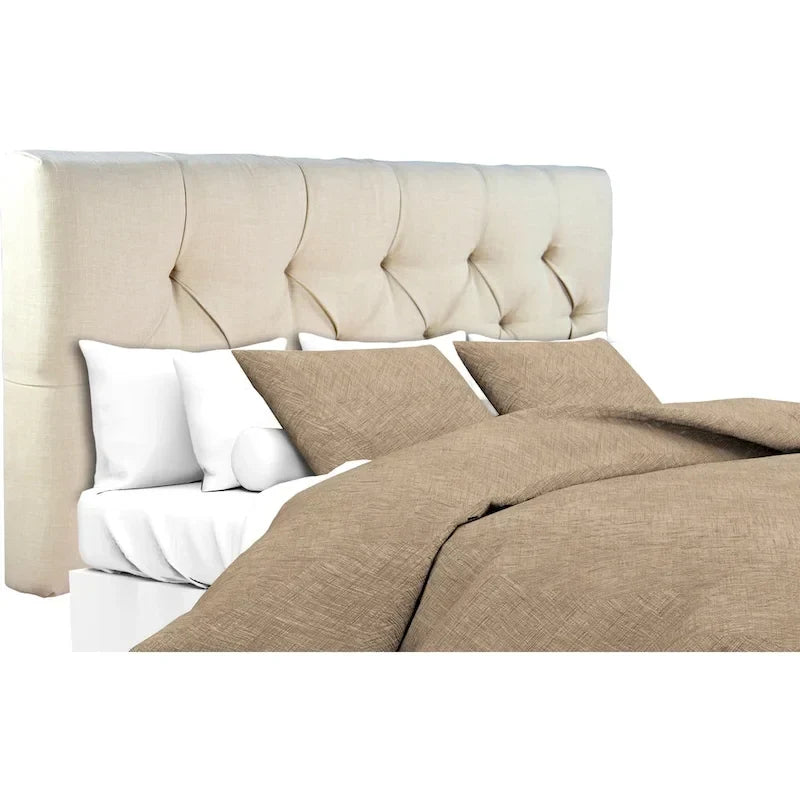 Tête de lit capitonnée en tissu à motif losanges kaki Sachi de MJL Furniture