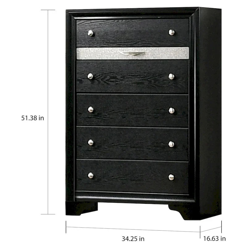 Ensemble table de chevet et commode 2 pièces Balistrieri Contemporary Noir par Silver Orchid