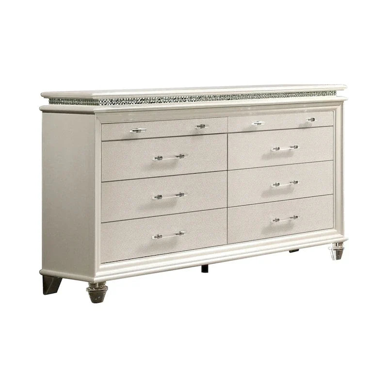 Ensemble de 2 chevets et commode Xian blanc de transition par Furniture of America